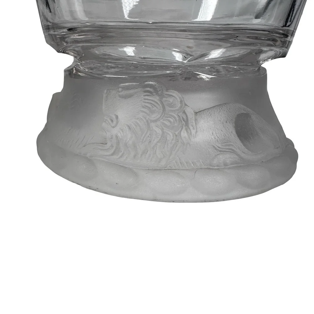 Vintage Gillinder & Sons EAPG Frosted Lion Clear‎ Glass Marmalade Jar with Lid